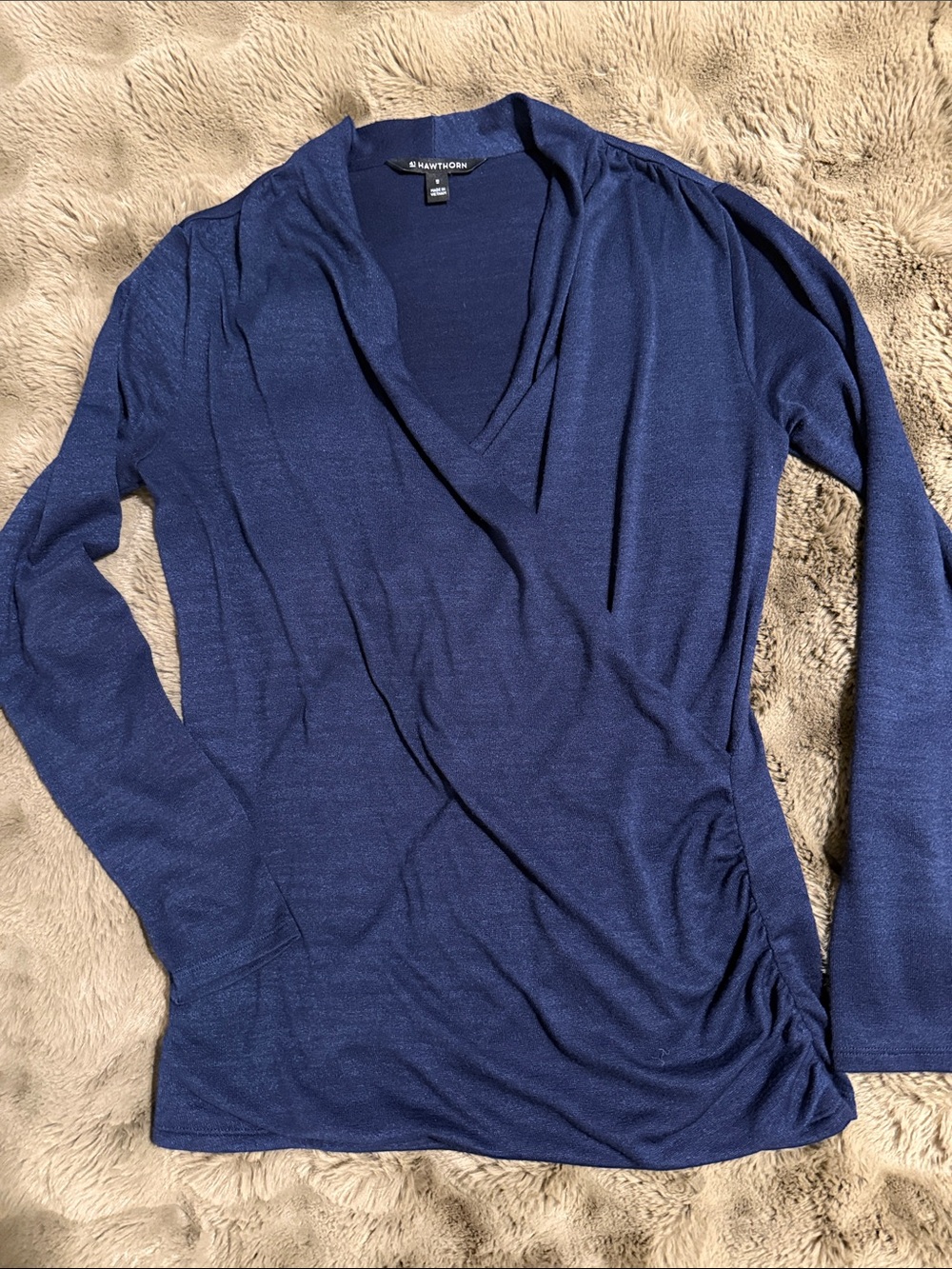41 Hawthorn Navy Wrap-Style Long Sleeve Top